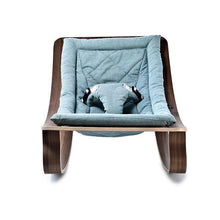 Load image into Gallery viewer, Charlie Crane Levo Baby Rocker in Walnut and Aruba Blue
